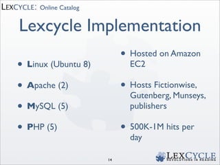 BNC Tech Forum 09: Lexcycle Stanza demo