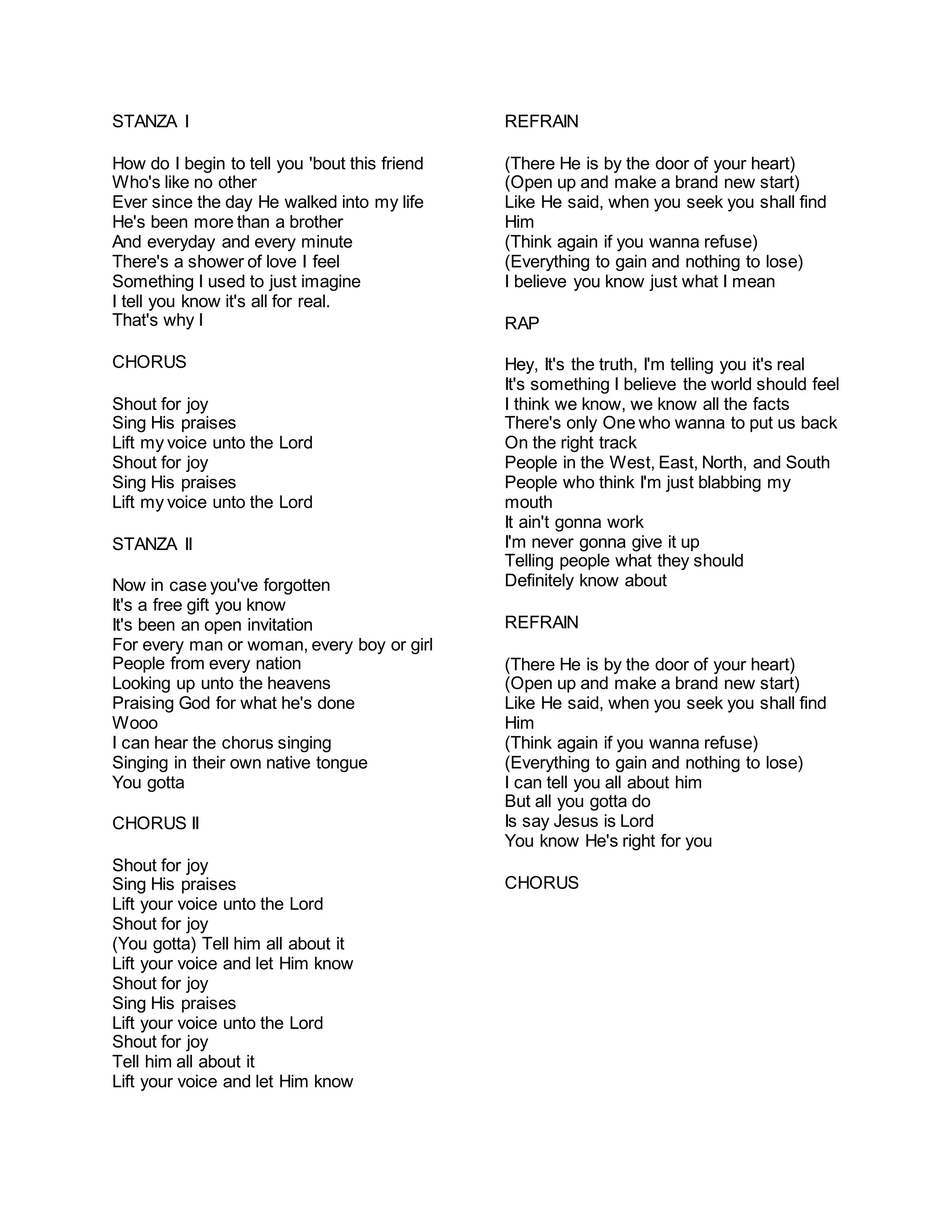 Stanza Song Example Stanza i | DOCX