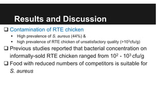 Investigation of the food value chain of ready-to-eat chicken and the associated risk for staphylococcal food poisoning in Tshwane Metropolitan, South Africa
