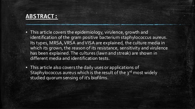 Phd thesis on staphylococcus aureus