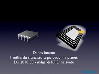 Danas imamo
1 milijardu tranzistora po osobi na planeti
  Do 2010 30 - milijardi RFID na svetu
 