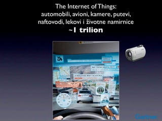 The Internet of Things:
 automobili, avioni, kamere, putevi,
naftovodi, lekovi i životne namirnice
             ~1 trilion
 