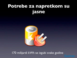 Potrebe za napretkom su
         jasne




 170 milijardi kWh se izgubi svake godine
 