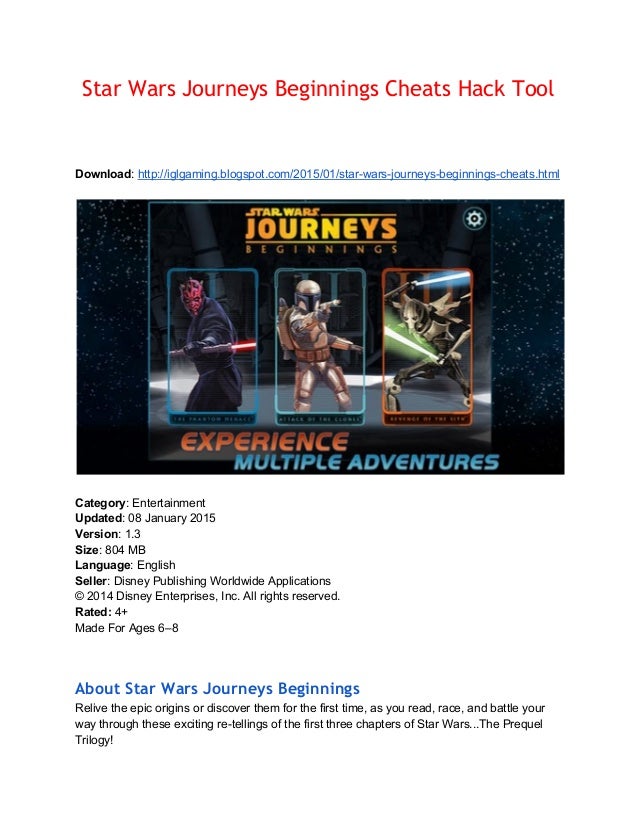 Star warsjourneysbeginningscheats