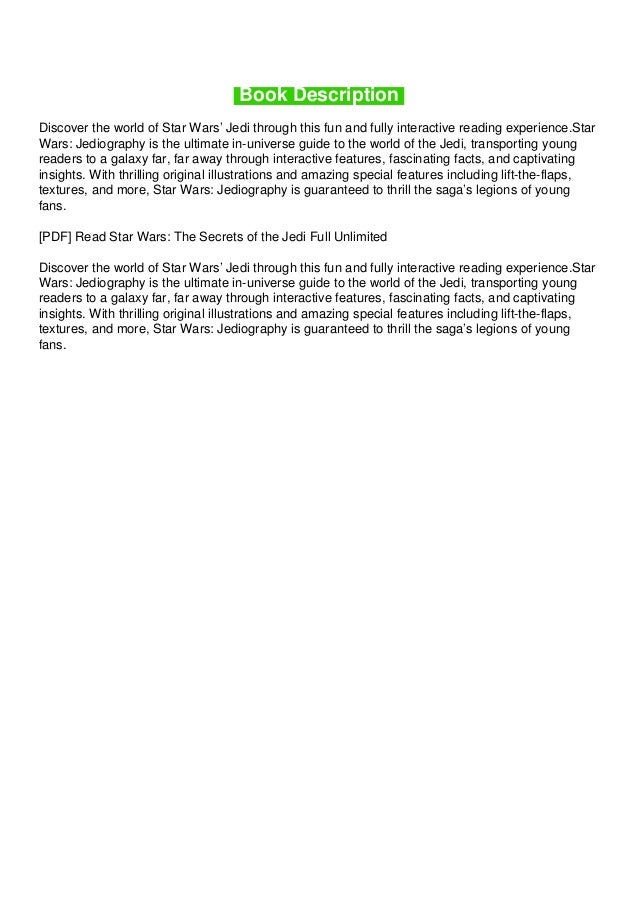 Pdf Read Star Wars The Secrets Of The Jedi Full Unlimited