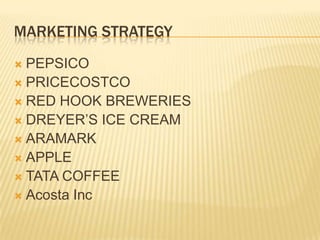 Marketing strategyPEPSICOPRICECOSTCORED HOOK BREWERIESDREYER’S ICE CREAMARAMARKAPPLETATA COFFEEAcosta Inc