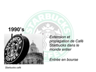 Extension et propagation de Café Starbucks dans le monde entier Entrée en bourse 1990’s Starbucks café 