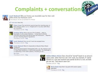 Complaints + conversations
 