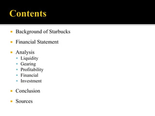 starbucks financial statement analysis