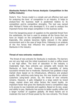 Starbucks porter's five forces analysis | PDF