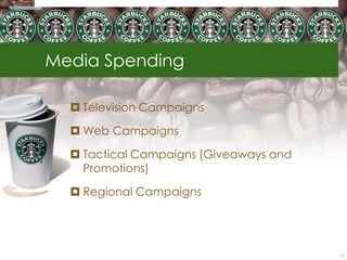 Media Spending

   Television Campaigns

   Web Campaigns

   Tactical Campaigns (Giveaways and
    Promotions)

   Regional Campaigns




                                        17
 