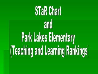 STaR Chart  and  Park Lakes Elementary (Teaching and Learning Rankings) 