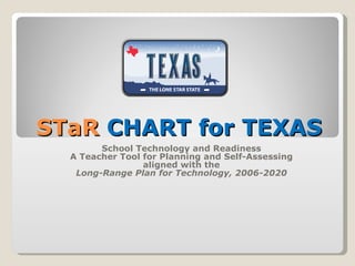 STaR  CHART for TEXAS School Technology and Readiness A Teacher Tool for Planning and Self-Assessing aligned with the Long-Range Plan for Technology, 2006-2020 