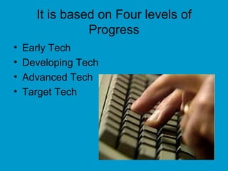 It is based on Four levels of Progress Early Tech Developing Tech Advanced Tech Target Tech 