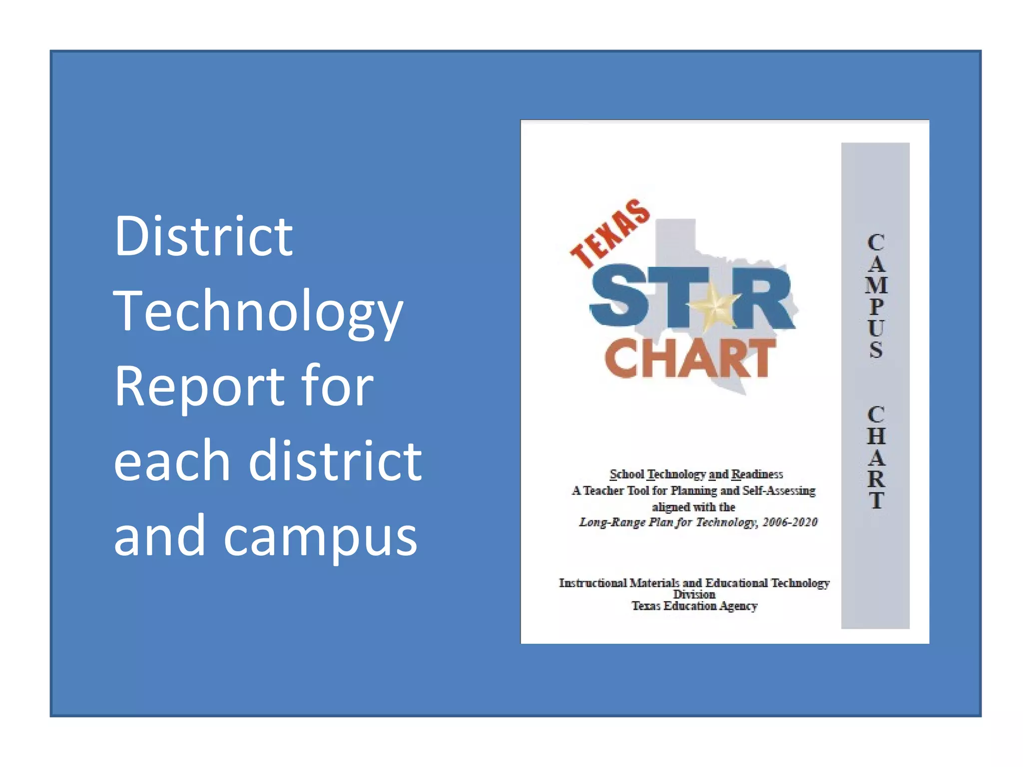 District Technology Report for each district and campus 