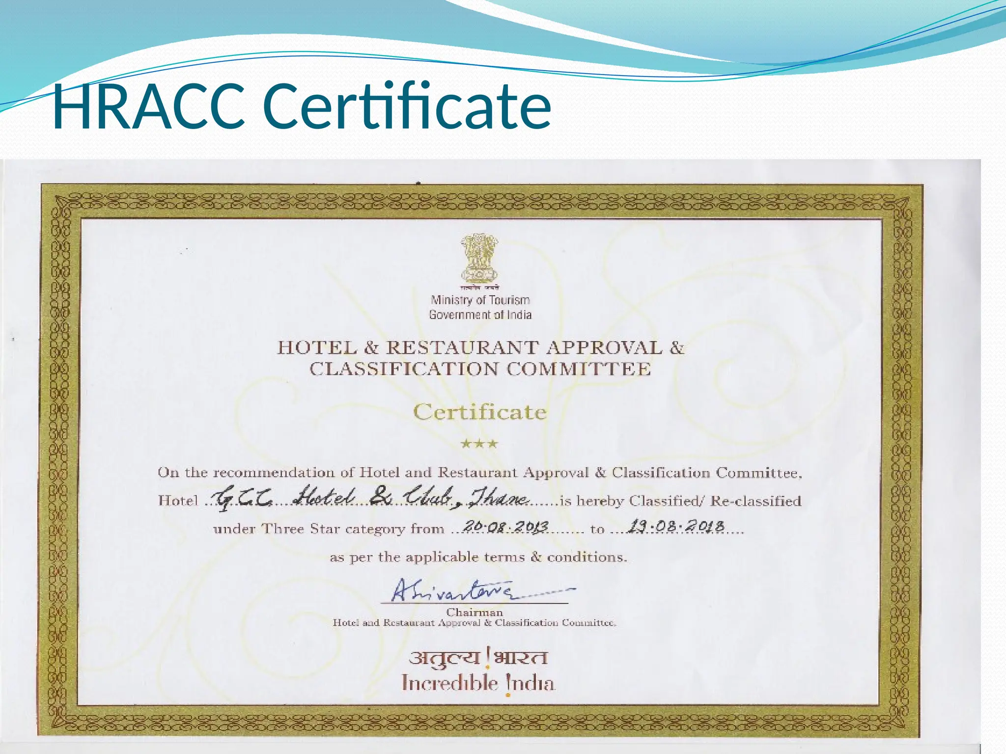 HRACC Certificate
 