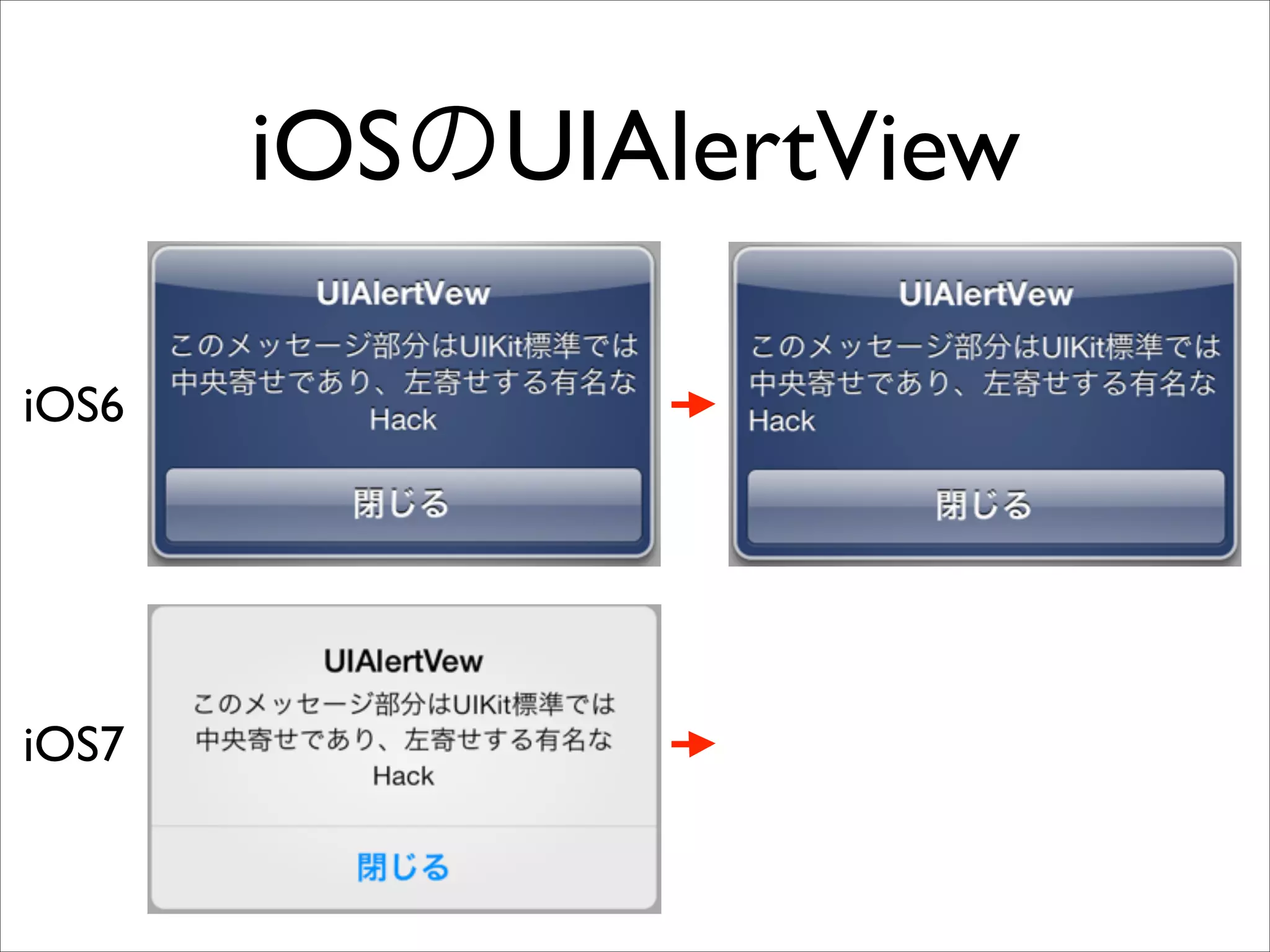 iOSのUIAlertView
iOS6

iOS7

 