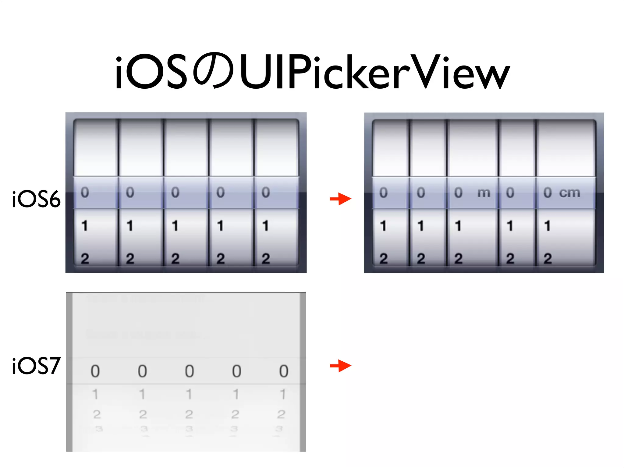 iOSのUIPickerView
iOS6

iOS7

 