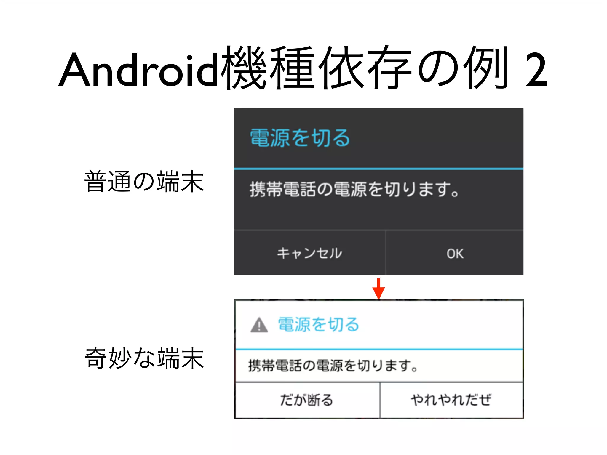 Android機種依存の例 2
普通の端末

奇妙な端末

 