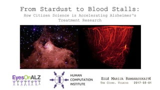 From Stardust to Blood Stalls:
How Citizen Science is Accelerating Alzheimer‘s
Treatment Research
EGLĖ MARIJA RAMANAUSKAITĖ
THE COINS, VILNIUS 2017-03-01
 