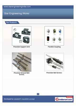Our Products:




        Precision Support Unit    Flexible Coupling




         Precision Ground Ball   Precision Ball Screws
                Screws
 