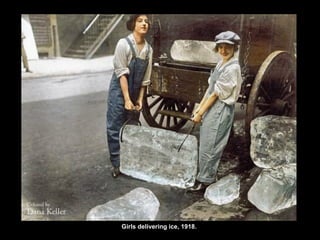 Girls delivering ice, 1918.
 