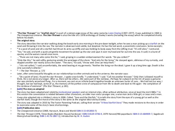 Essay on starfish