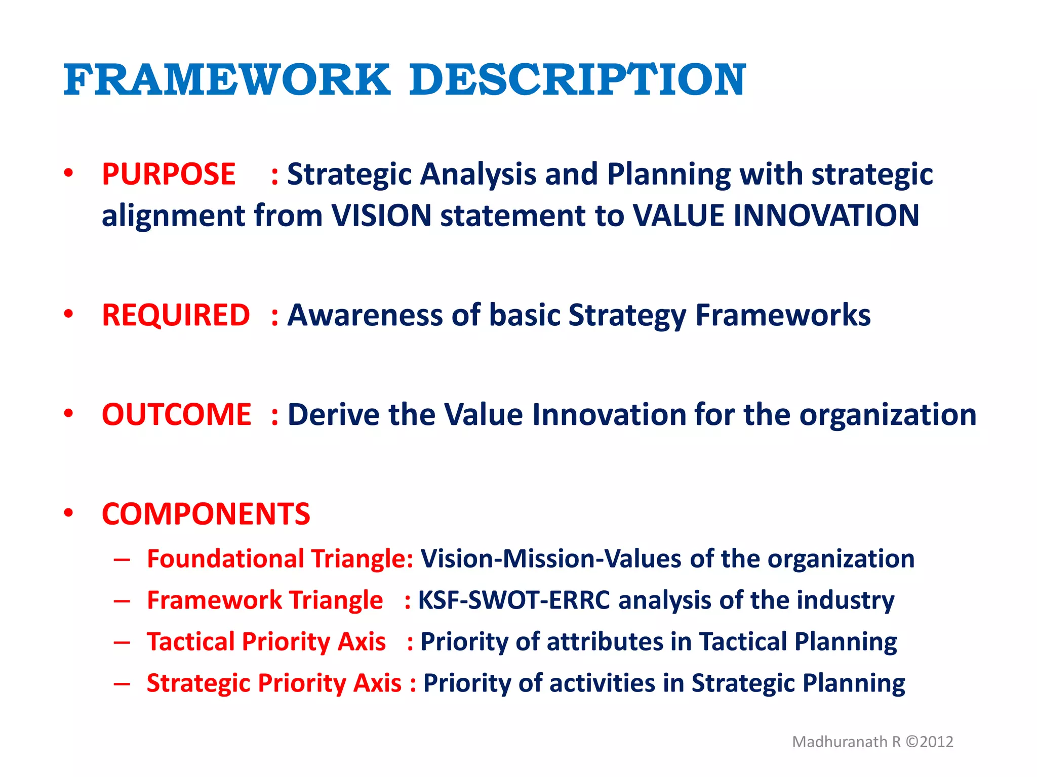 STAR Framework for Strategy Planning - Madhuranath R | PPT