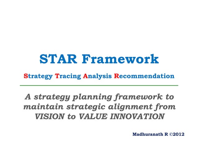 STAR Framework for Strategy Planning - Madhuranath R | PPT