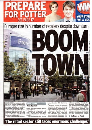 Doncaster Star Front Page Boom Town