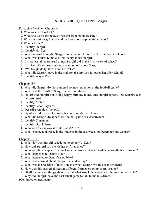 Stargirl lesson plan