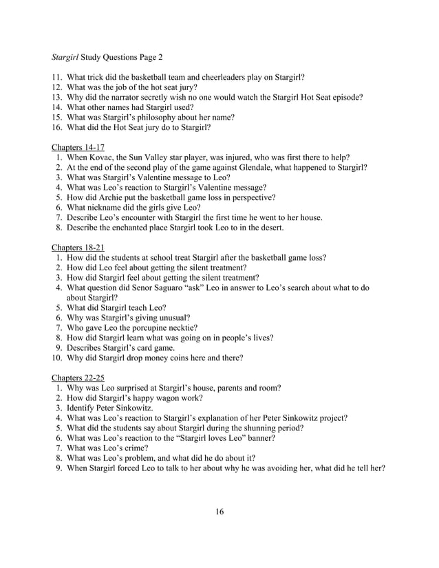 Stargirl lesson plan