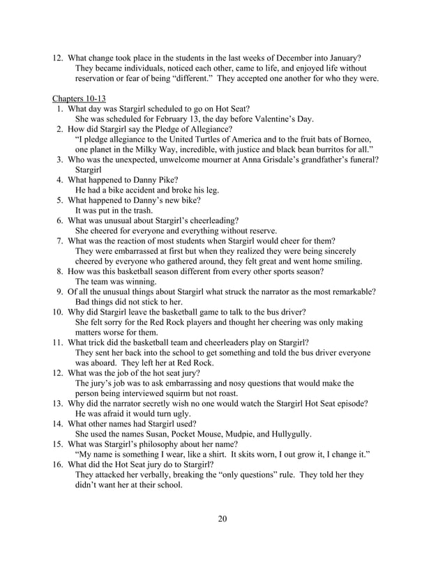 Stargirl lesson plan