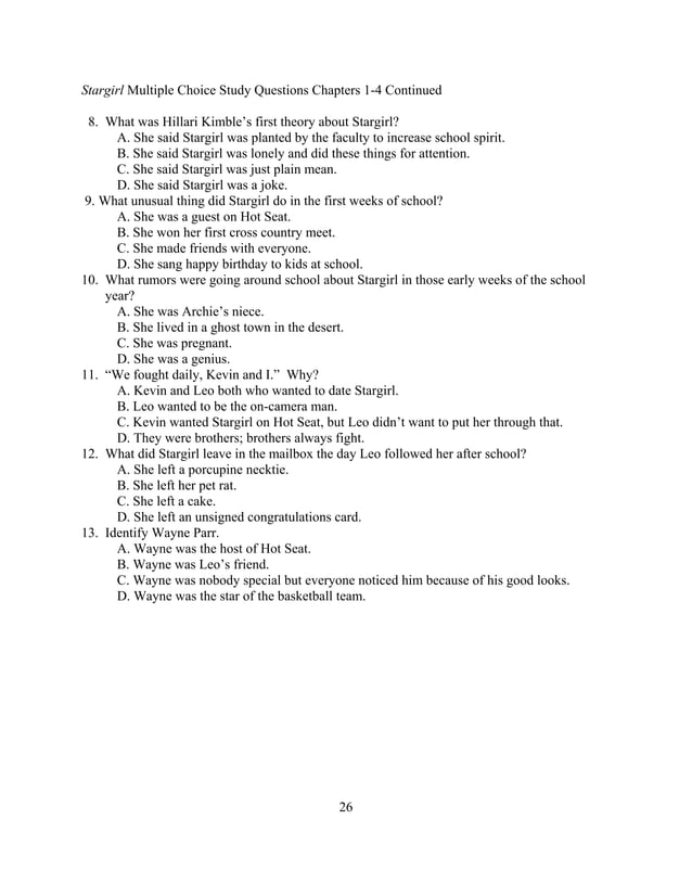 Stargirl lesson plan