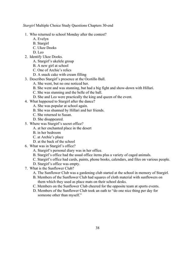 Stargirl lesson plan