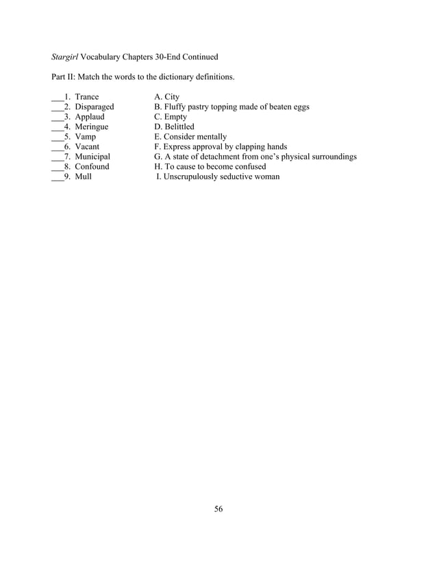 Stargirl lesson plan