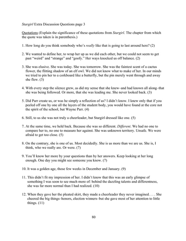 Stargirl lesson plan