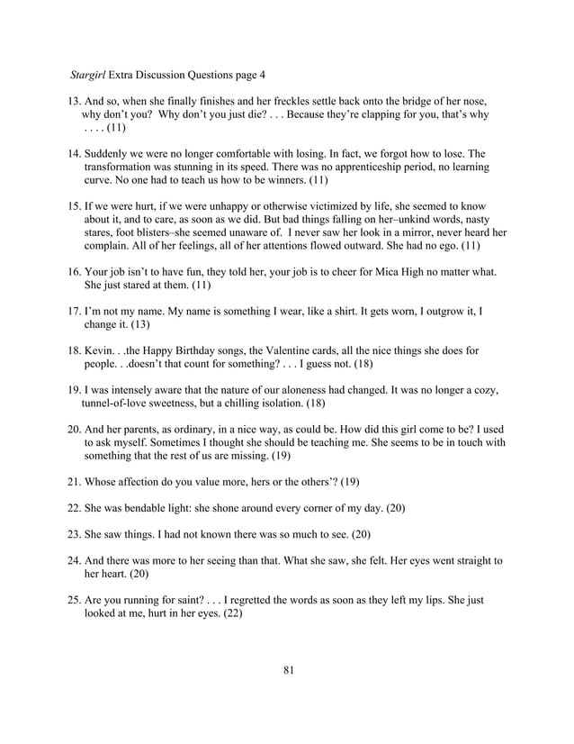 Stargirl lesson plan