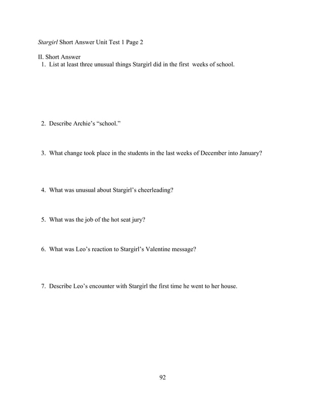 Stargirl lesson plan