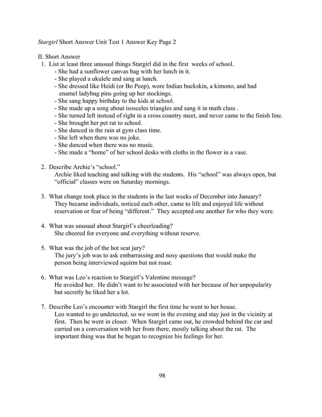 Stargirl lesson plan