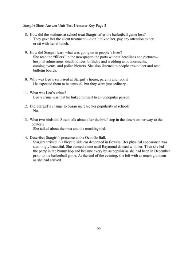 Stargirl lesson plan