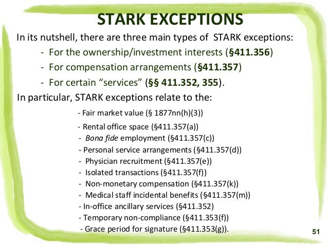 Stark Law Exceptions Chart