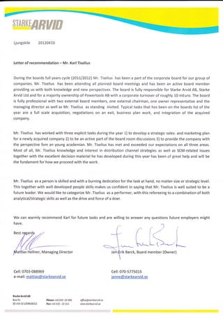 Starke Arvid AB_Letter of Recommendation