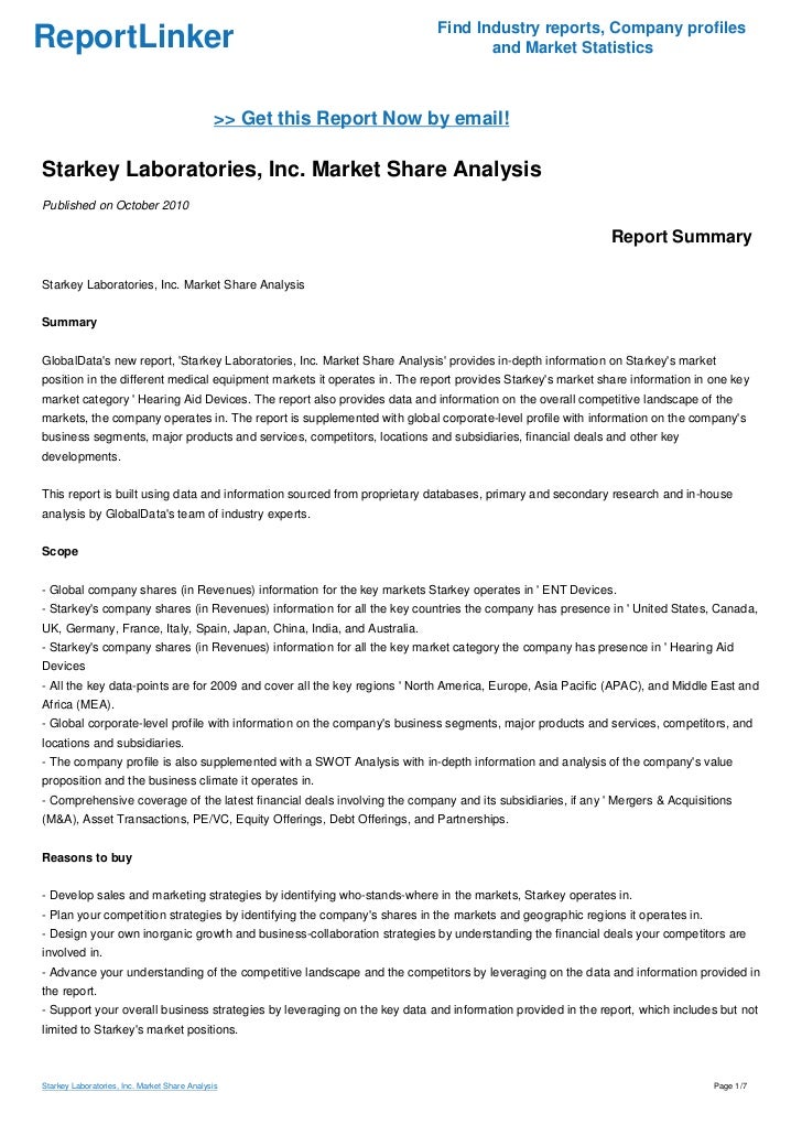 Starkey Laboratories, Inc. Market Share Analysis
