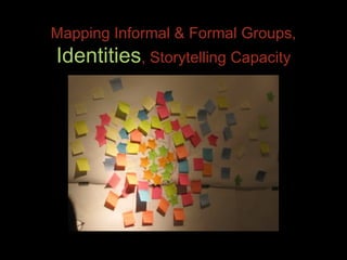 Mapping Informal & Formal Groups,  Identities , Storytelling Capacity 
