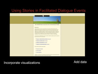 Using Stories in Facilitated Dialogue Events Add data Incorporate visualizations 
