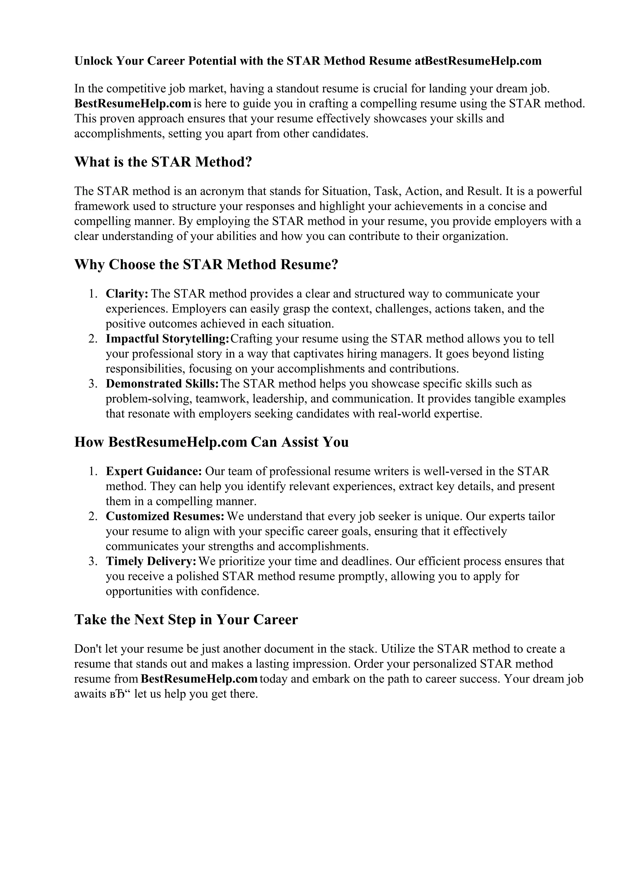 Star Method Resume PDF - Star Method Resume 1 2048 