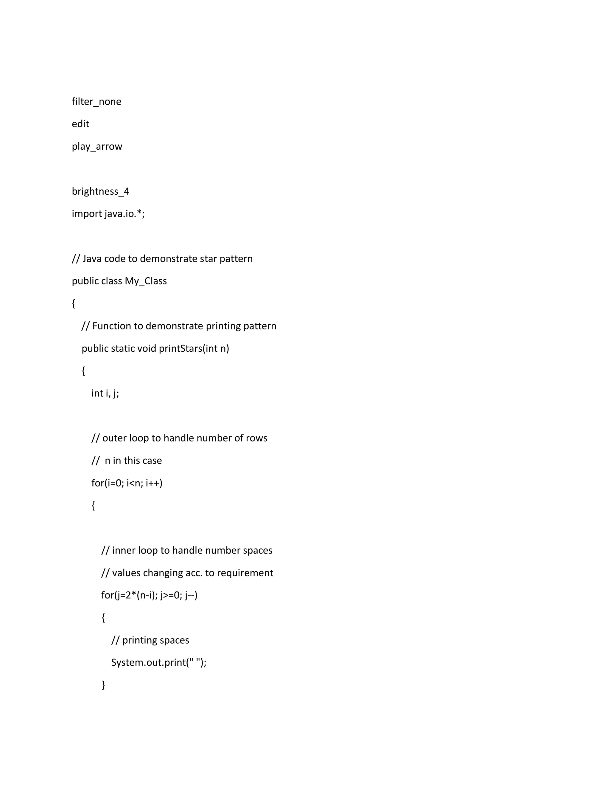 Print Star pattern in java and print triangle of stars in java | PDF