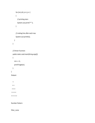 Print Star pattern in java and print triangle of stars in java | PDF