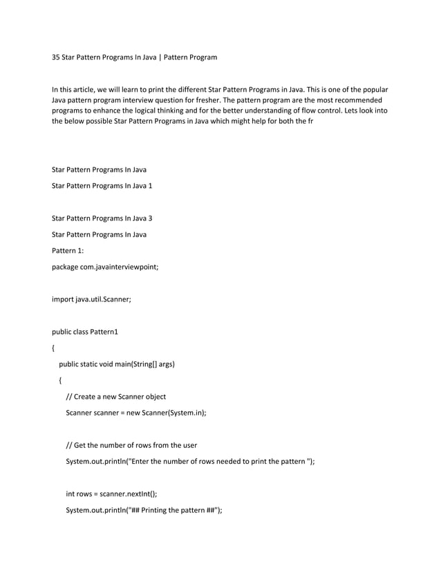 Star pattern programs in java Print Star pattern in java and print ...
